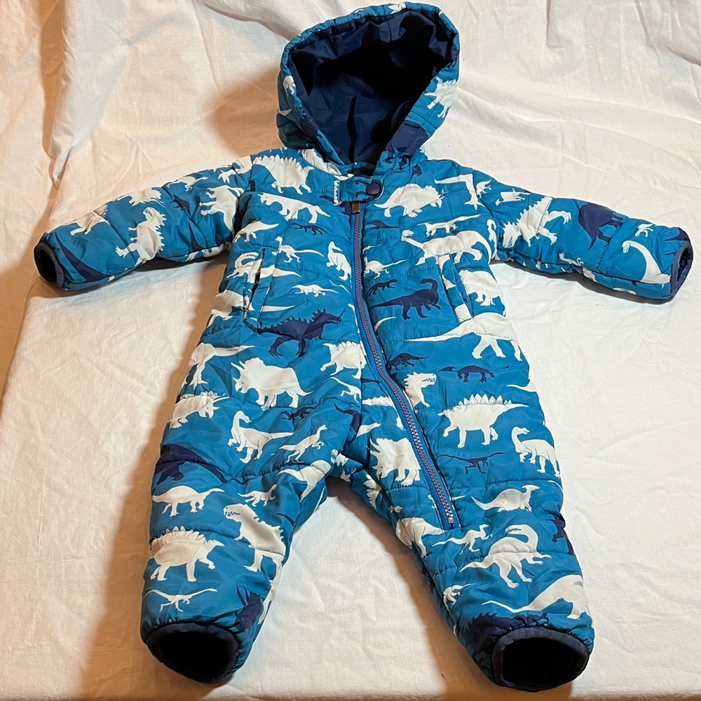12-18M Hatley Navy Baby One piece Snowsuit with dinosaurs - Picture 1 of 6